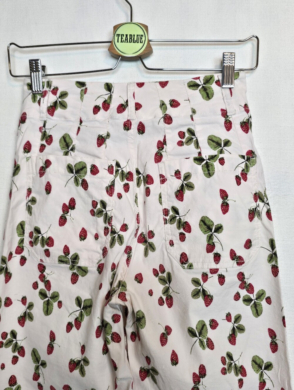 Maeve Colette Crop Wide Leg Linen Blend Pants Strawberry Print Size 25 - Picture 9 of 13